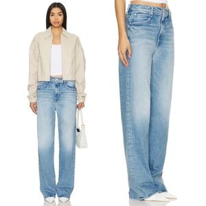 Mother the Spitfire Sneak wide barrel leg jeans in light medium wash : I Confess